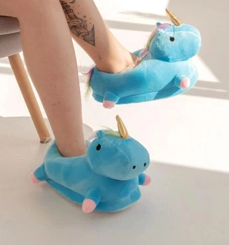 Тапочки Кігурумі іграшки Kigurumi Єдиноріг домашні плюшеві Чоловічі Блакитний 36-43 (М753007)