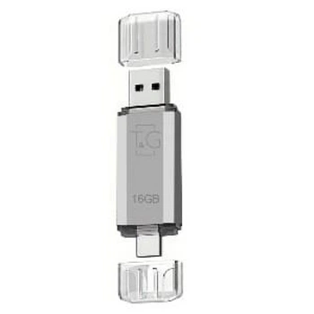 Флеш пам'ять TG 009 16gb USB/Type-C універсальний T&G накопичувач/флешка для зберігання, перенесення та обміну даними Сріблястий
