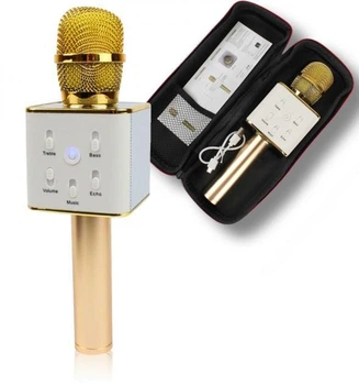 Беспроводной караоке микрофон детский Q7 Rose портативный Bluetooth Подсветка