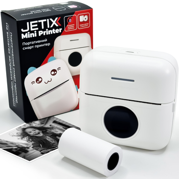 Портативний термопринтер JETIX Mini Printer з Bluetooth для друку без чорнила зі смартфона
