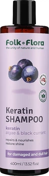 Кератиновий шампунь для пошкодженого та тьмяного волосся - Folk&Flora Keratin Shampoo 400ml (400ml) (1202316-1625669649-2)