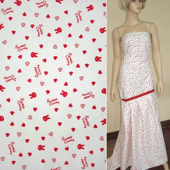 Коттон белый с красными сердечками Sweet Candy ш.140 (12063.003)