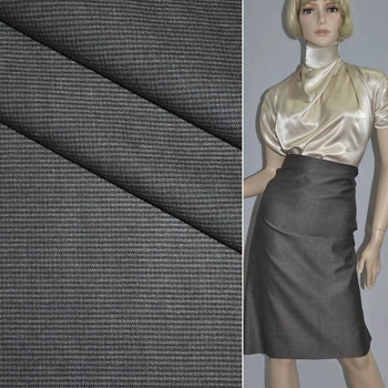 Шерсть костюмная с шелком в полоску серую коричневая HUGO BOSS, ш.150 (18139.001)