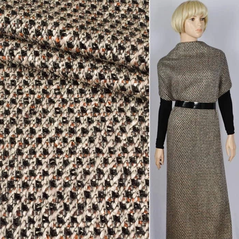 Рогожка букле костюмная полушерсть "BOUCLE MIX" серо-рыже-черная ш.150 (19211.006)