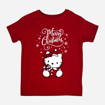 Подростковая новогодняя футболка для девочки Спиногрыз Hello kitty Merry Christmas 10-00843 140 см Красная (ROZ6501098090)