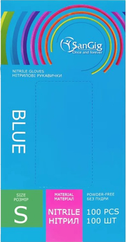 Перчатки смотровые Sangig нитриловые нестерильные Размер S 100 шт Голубые (001697)