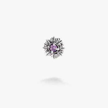 Серебряная Брошь значок Подсолнух Amethyst
