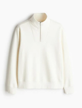 Чоловічий світшот з верхньою блискавкою Regular Fit H&M (57731) М Молочний