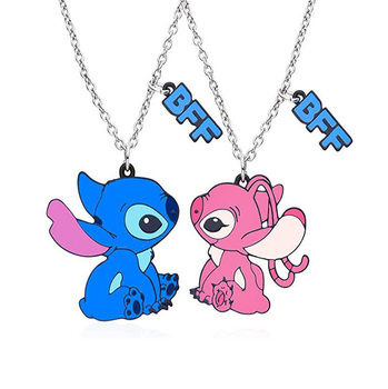 Парные кулоны Лило и Стич (Lilo and Stitch) на серебристой цепочке Fashion Jewelry колье чокер (II) 33571