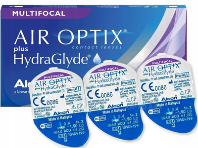 Контактные линзы Alcon AirOptix plus HydraGlyde for Multifocal на 1 месяц LO -1.75 3 шт.