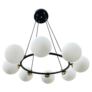 Люстра на вісім плафонів чорна Прометей P9-N2938/8P BK black/white ball