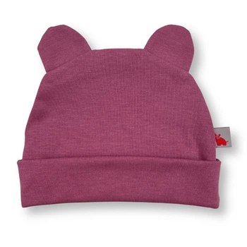Шапочка для новонародженої однотонна з вушками Magenta 40