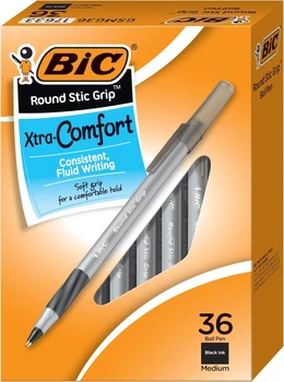 Набор шариковых ручек 36 шт BIC Round Stic Xtra Comfort Черные масляные 1.2 мм (GSMG361BK)