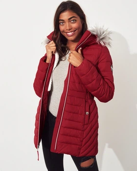 Пуховик женский - зимний пуховик Hollister HC6302W XS 10006 Красный