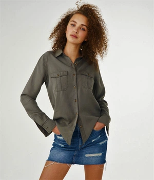 Женская рубашка - рубашка Aeropostale A0128W XS/XXS Оливковый
