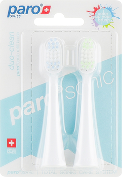 Змінні щітки для звукової зубної щітки, синя + салатова - Paro Swiss Sonic Duo Clean 2шт (1051824-1398698-2)