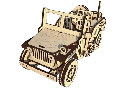 3D Пазл Из Дерева Механический Pazly Wilys Legend Jeep 125 деталей