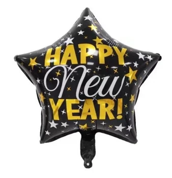 Шар фольгированный звезда Happy New Year (Китай)