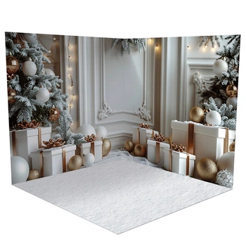 Новогодний угловой фотофон, виниловый 120x120см, Frontlit 450 г/м2 №58576