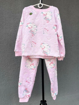 Дитяча тепла піжама для дівчинки Flamingo 122-128 см рожево-ментоловий