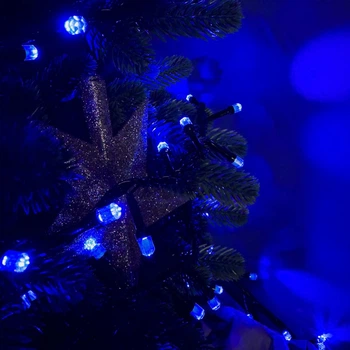 Светодиодная гирлянда-нить черная проволока 300 LED Xmas рубин 13.5 м 8 режимов синий