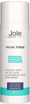 Тонер для обличчя з кислотами АНА+РНА - Jole Facial Toner AHA+PHA Acids 200ml (1307544-142948)