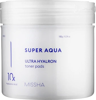 Увлажняющие подушечки на основе комплекса с гиалуроновой кислотой - Missha Super Aqua Ultra Hyalron Toner Pads 90шт (970963-53070)