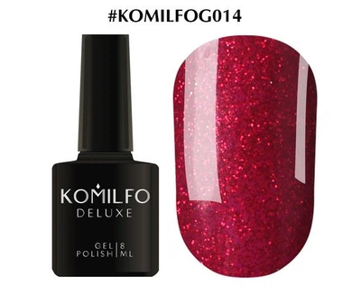 Гель-лак KOMILFO Deluxe Series №G014 (темно-червоний з насиченими блискітками) 8 мл