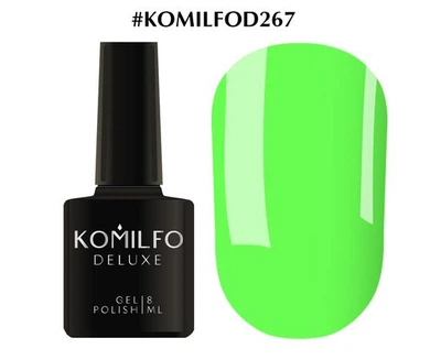 Гель-лак KOMILFO Deluxe Series №D267 (темно-салатовий, неоновий) 8 мл
