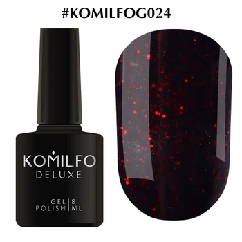 Гель-лак KOMILFO Deluxe Series №G024 (чорний з червоними блискітками) 8 мл