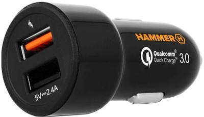 Ładowarka samochodowa Hammer Car Charger 30W Type-A PD QC3.0 Black (AKC001013)