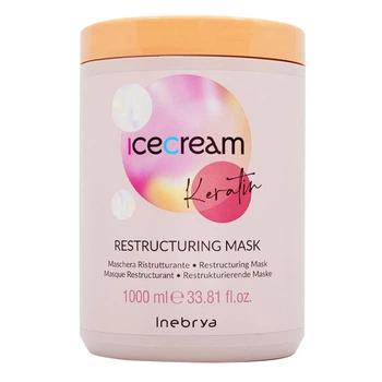Восстанавливающая маска для поврежденных волос с кератином Inebrya Ice Cream Keratin Restructuring Mask, 1000 мл