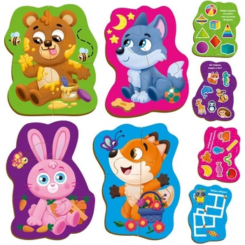 Дитячі пазли Vladi Toys VT1722-26 Лісові звірі 8 картинок Різнобарвний (89354)
