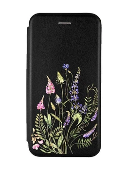 Чохол-книжка чорний з малюнком на Samsung Galaxy A37 Квіткова ідилія (принт 382)