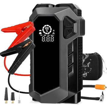 Пусковий пристрій для авто з компресором Jump Starter Quicko 9556, Power Bank ємкістю 10000мАч Black