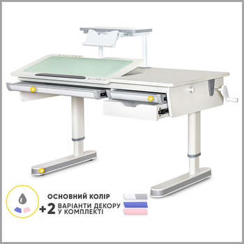 Дитячий стіл Mealux Montreal 2 White з полицею S-50 Multicolor (арт. BD-670-2 WG + S 50 WG)