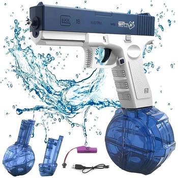 Водяний пістолет електричний Glock water gun заряджання від USB + великий магазин
