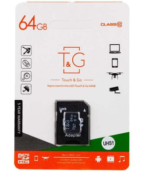 Карта памяти Touch & Go 64 Gb microSD (class 10) с адаптером