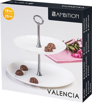 Етажерка Ambition Valencia скляна двоярусна 25 см (5904134014351)