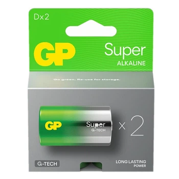 Батарейка щелочная GP Super Alkaline G-TECH GP13A-2UE2, D/LR20, эко блистер 2шт