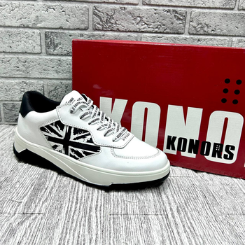 Мужские кожаные кроссовки Konors White Black 40