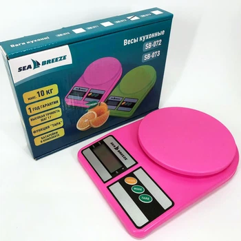 Кухонные электрические весы SeaBreeze SB-072, точные, розовые