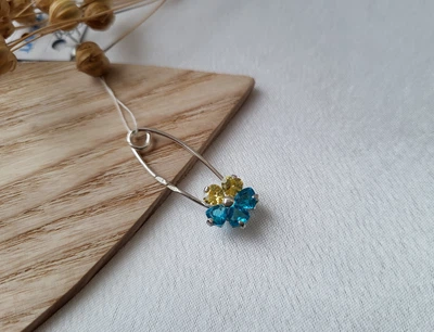 Брошка-булавка серебряная Цветок Украины с Камнями 6061 1.50г