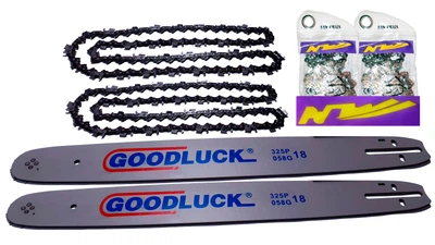 2 Шины и 2 цепи. Комплект GoodLuck - NZ на 45 размер, 72 звена, 36 режущих зуба