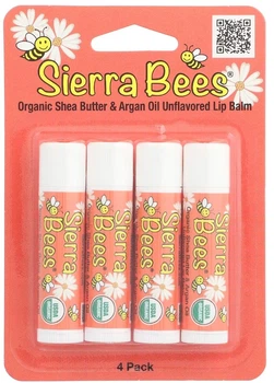 Набор органических бальзамов для губ Sierra Bees Organic Shea Butter & Argan Oil Lip Balms 4 шт по 4.25 г (898220013050)