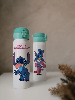 Термос з поїльником на кнопці для дітей Marmyza Ліло та Стіч "Lilo and Stich" "What`s happening" - 350 мл