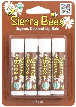 Набір органічних бальзамів для губ Sierra Bees Organic Coconut Lip Balms 4 шт по 4.25 г (898220011483)