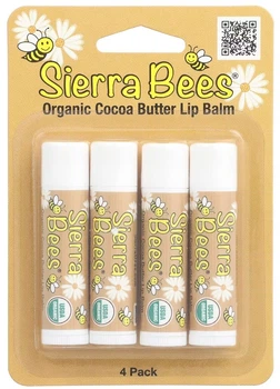 Набор органических бальзамов для губ Sierra Bees Organic Cocoa Butter Lip Balms 4 шт по 4.25 г (898220013012)