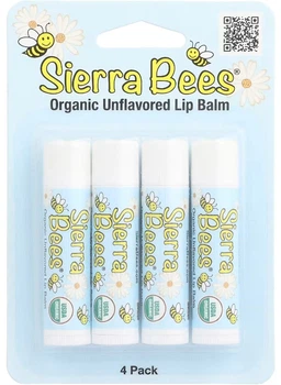 Набор органических бальзамов для губ Sierra Bees Organic Unflavored Lip Balms 4 шт по 4.25 г (898220013074)