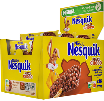 Упаковка батончиків Nesquik Maxi Choco з цільними злаками і шоколадом 25 г х 16 шт (5900020031198)